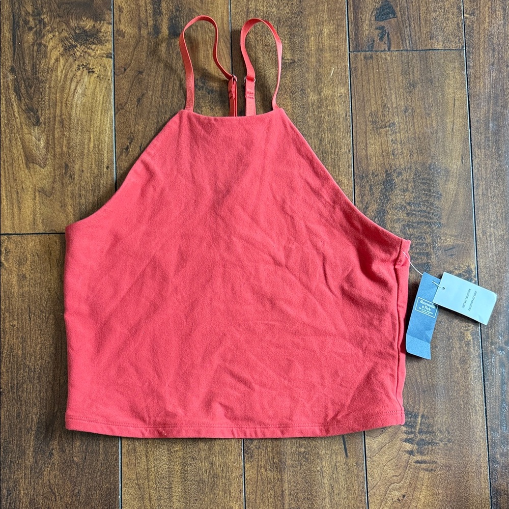 Abercrombie & Fitch Coral Red Ribbed Halter Camisole